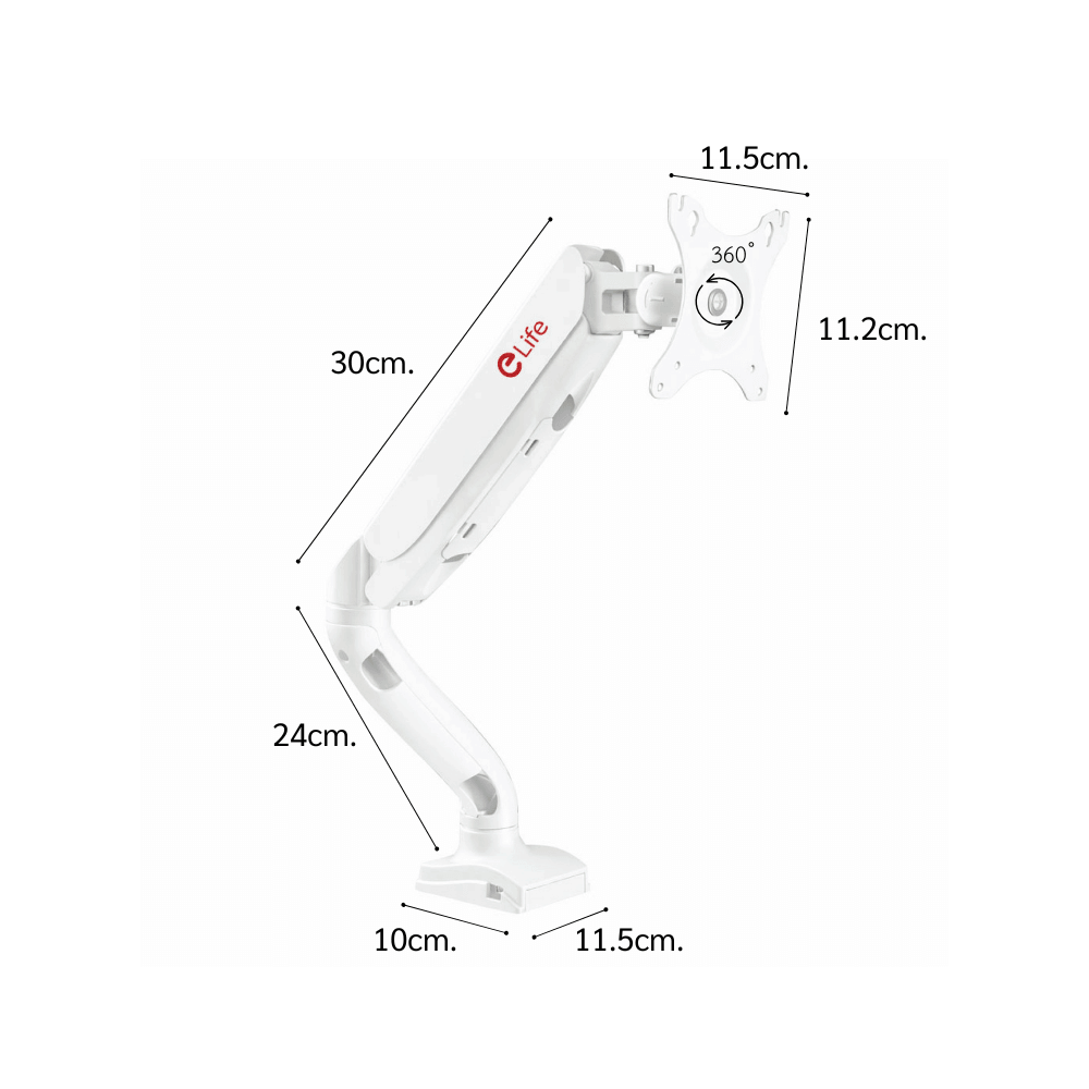 แขนจับจอมอนิเตอร์ 1 แขน ELIFE CS95 หมุนได้360° สีขาว_1